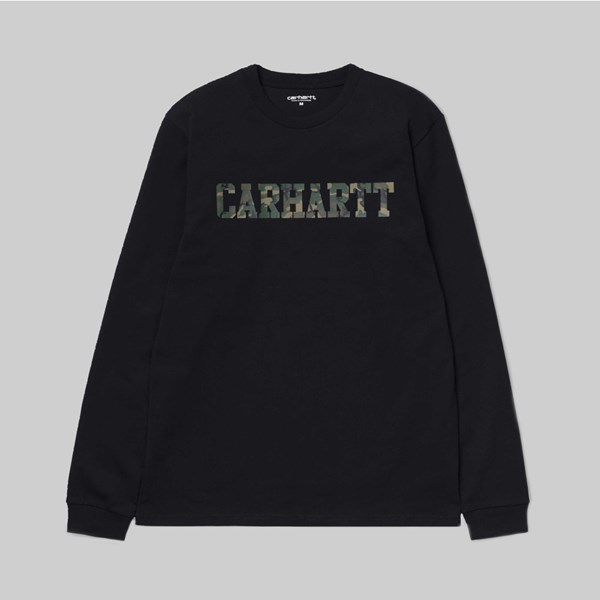 CARHARTT LS COLLAGE T-SHIRT BLACK CAMO LAUREL